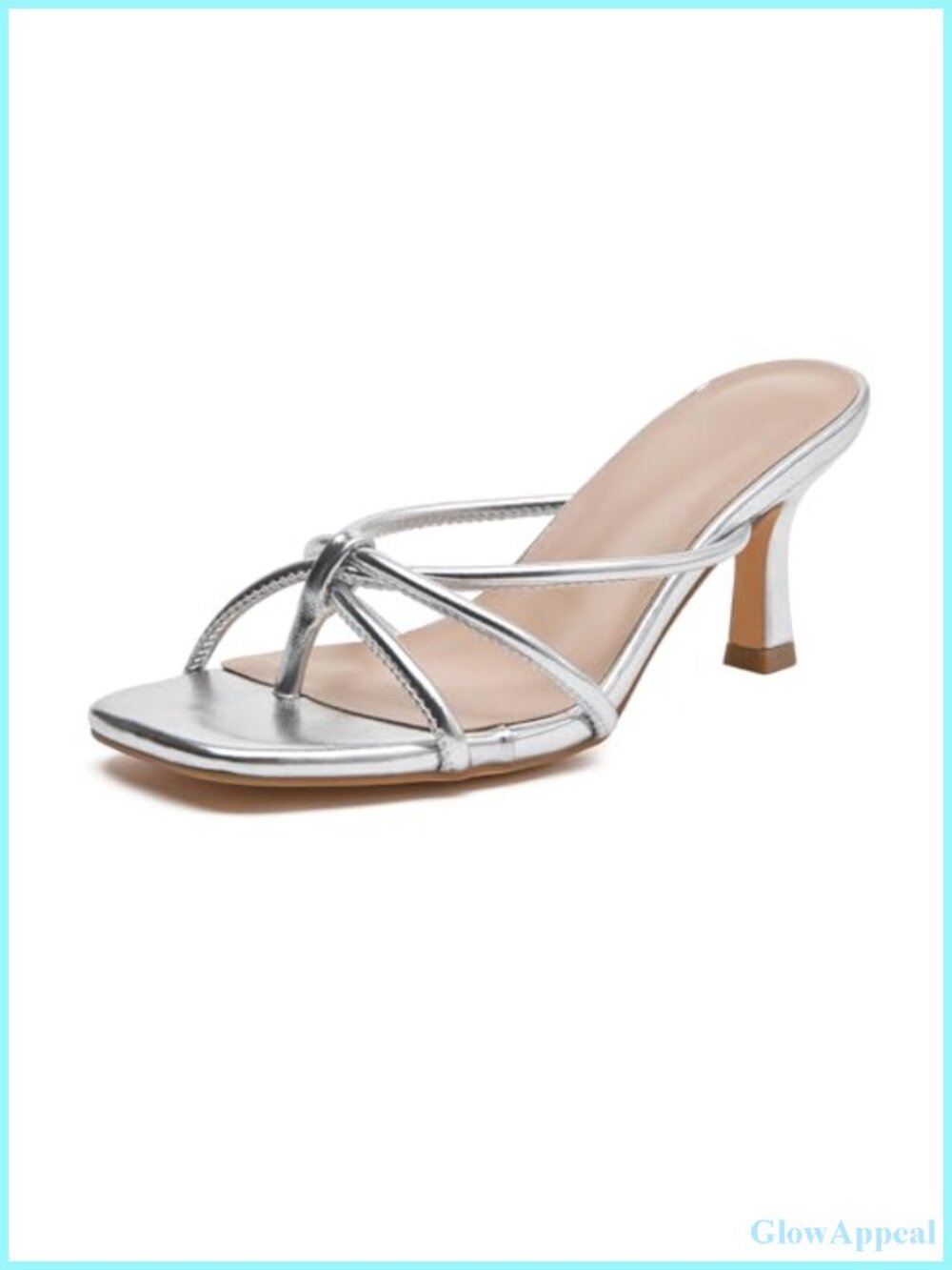 Strappy Kitten Heels Square Toe Thong Sandals Women Casual Dressy